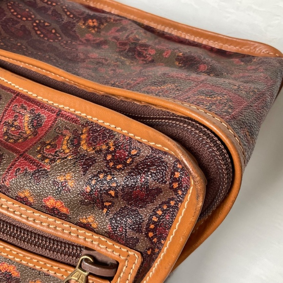 Suitcase Large Soft Sided Coated Canvas Top Handle Bag Packable Paisley Floral - Picture 6 of 16